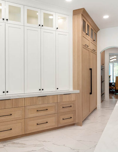Villaforte Rift white oak reeded drawers white shaker glass cabinets (2)
