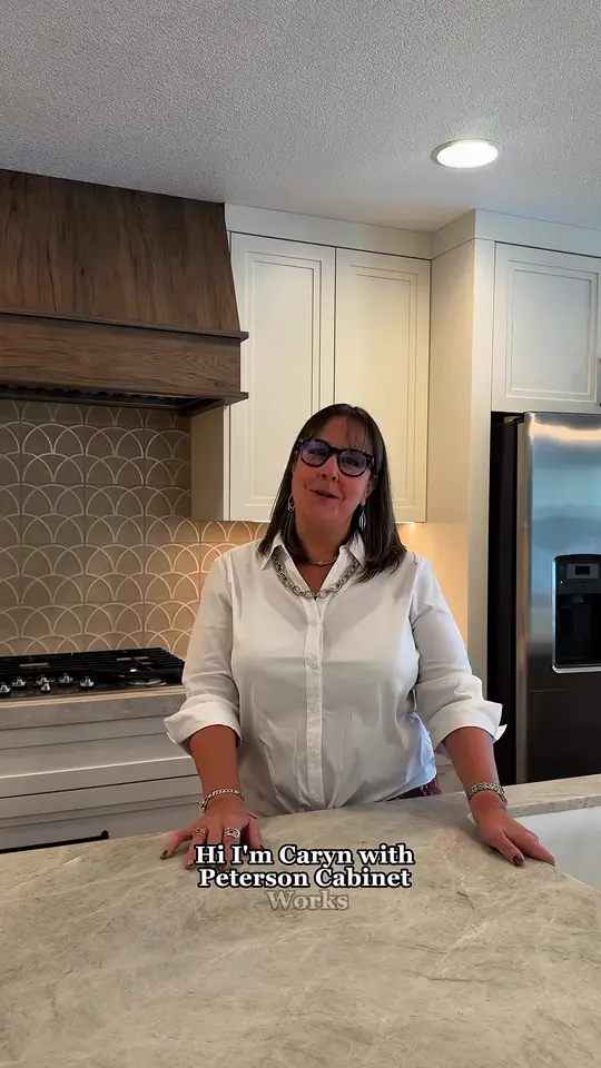 Karen walks through the Cotton White and Dark Rockford Hickory kitchen remodel: layout change, comfort, storage