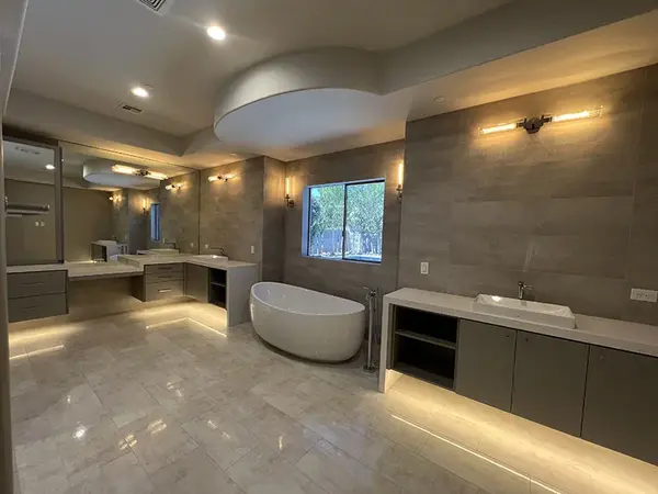 pcw cabinetry Cleaf bathroom floating vanity LED lights 2