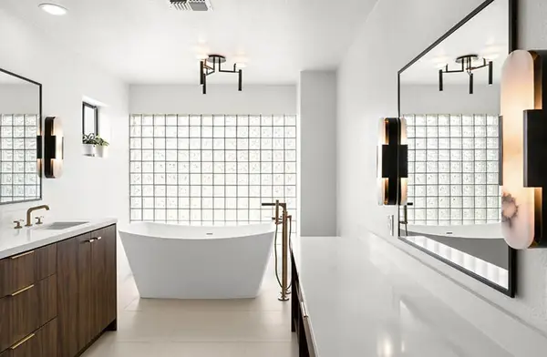 Duneville frameless custom matched grain vanities 2