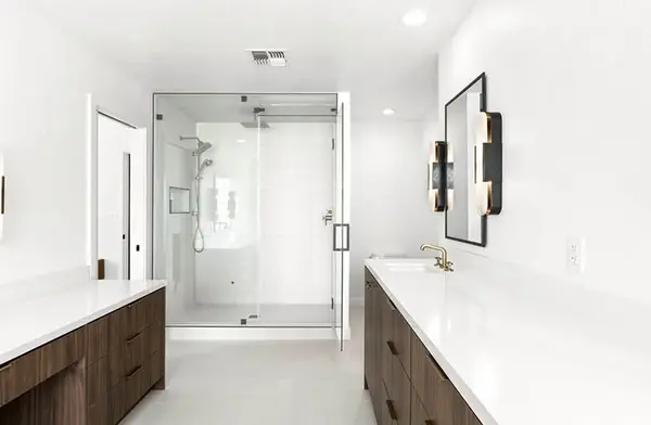 Duneville frameless custom matched grain vanities 4