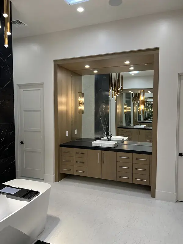 pcw cabinetry Slab rift white oak matched grain vanity 2