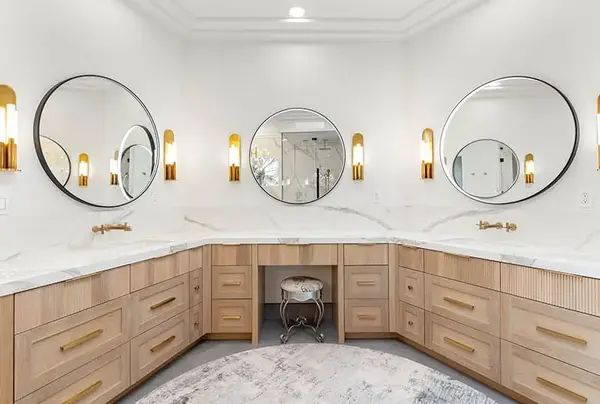 Villaforte rift white oak shaker reeded drawers vanity