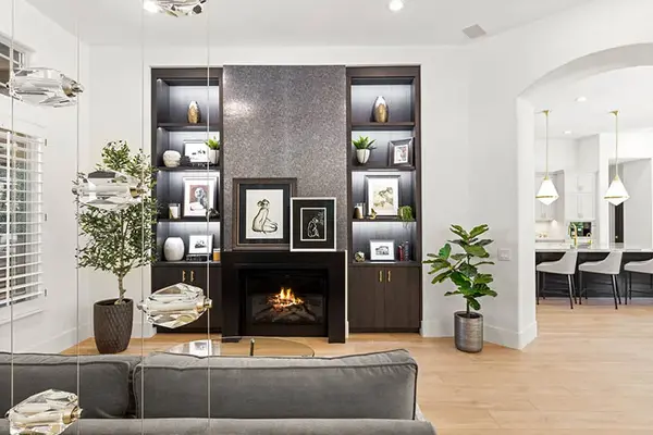Isleworth fireplace shelves stevenswood midnight run LED Lights
