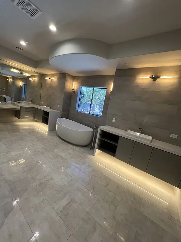 pcw cabinetry Cleaf bathroom floating vanity LED lights 2