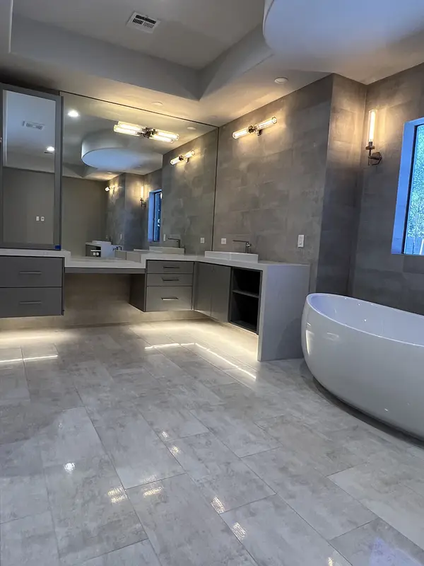 pcw cabinetry Cleaf bathroom floating vanity LED lights 3