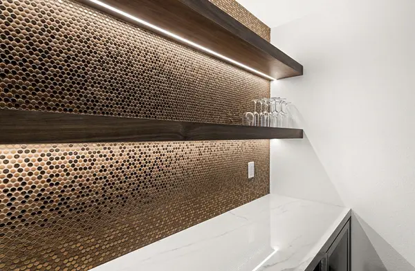 pcw cabinetry Floating shelves LED lighting