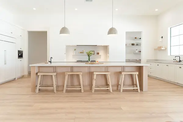Kevin Way Custom hood custom island rift white oak shaker inset faceframe cabinets
