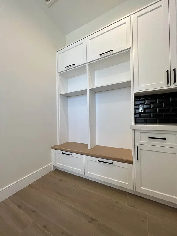 Milan Custom laundry white shaker oak bench