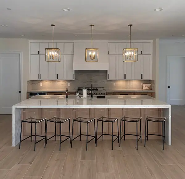 Peterson Cabinet Works Kitchen white shaker doors glass doors led lights rift white oak base cabinets custom hood Peterson Cabinet Works Kitchen white shaker doors glass doors led lights rift white oak base cabinets custom hood