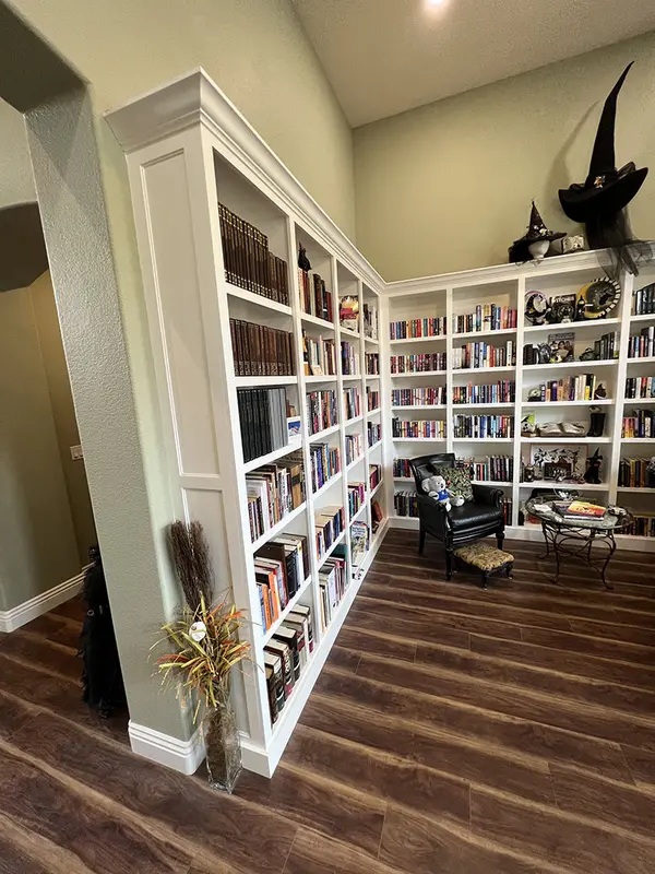 Peterson Cabinet Works Office Custom bookcase white painted cabinetry 2