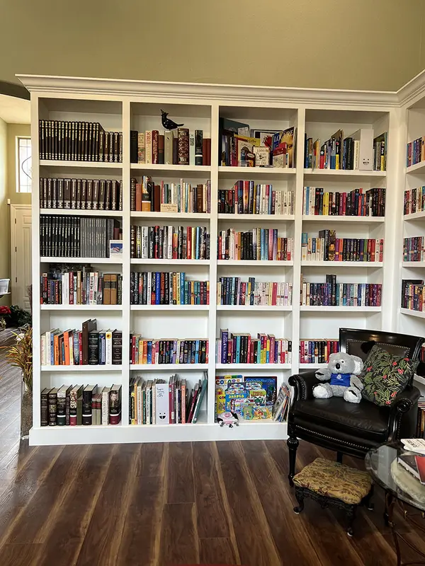 Peterson Cabinet Works Office Custom bookcase white painted cabinetry 2