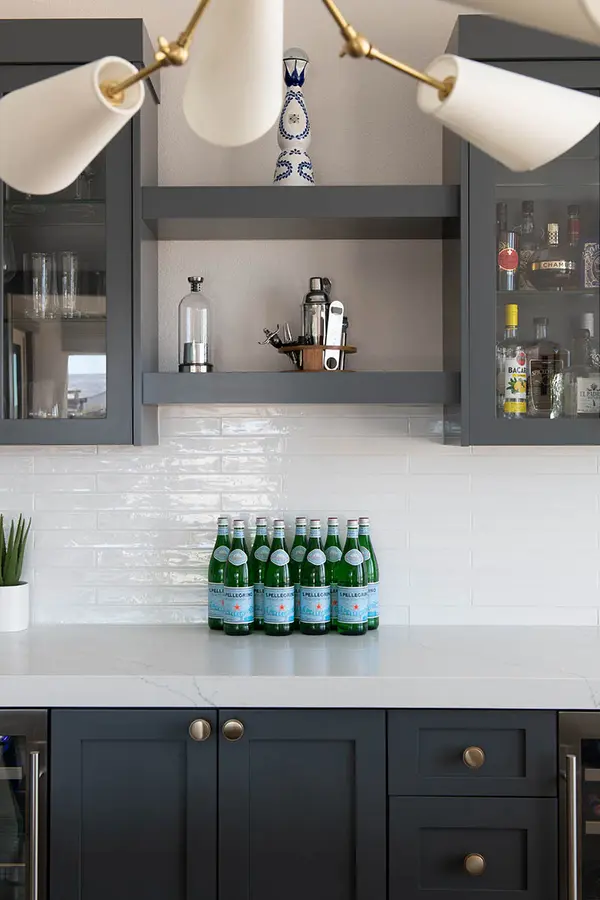 Sunset Sage Custom Cabinets painted shaker custom bar