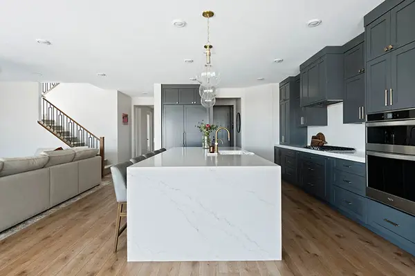 Sunset Sage Custom kitchen custom hood painted shaker 6