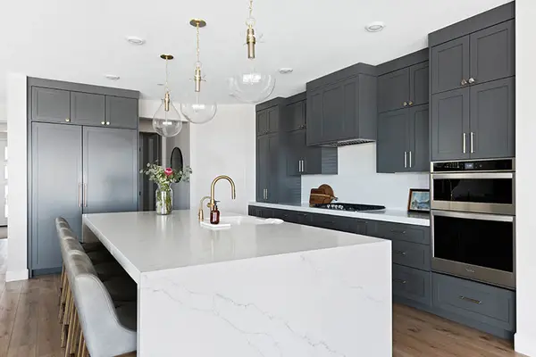 Sunset Sage Custom kitchen custom hood painted shaker 7