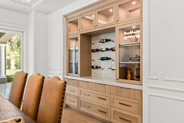 Villaforte rift white oak shaker reeded doors ligted cabinets dining room 2