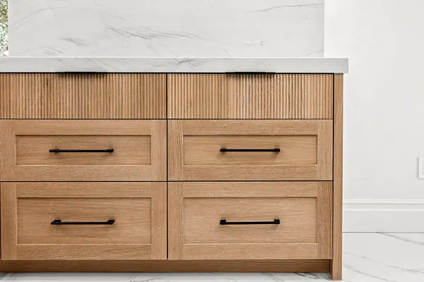 Villaforte rift white oak shaker reeded drawers