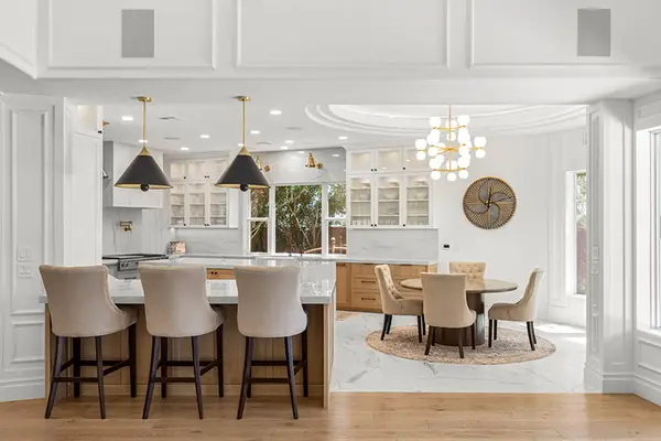 Villaforte White glass custom cabinets