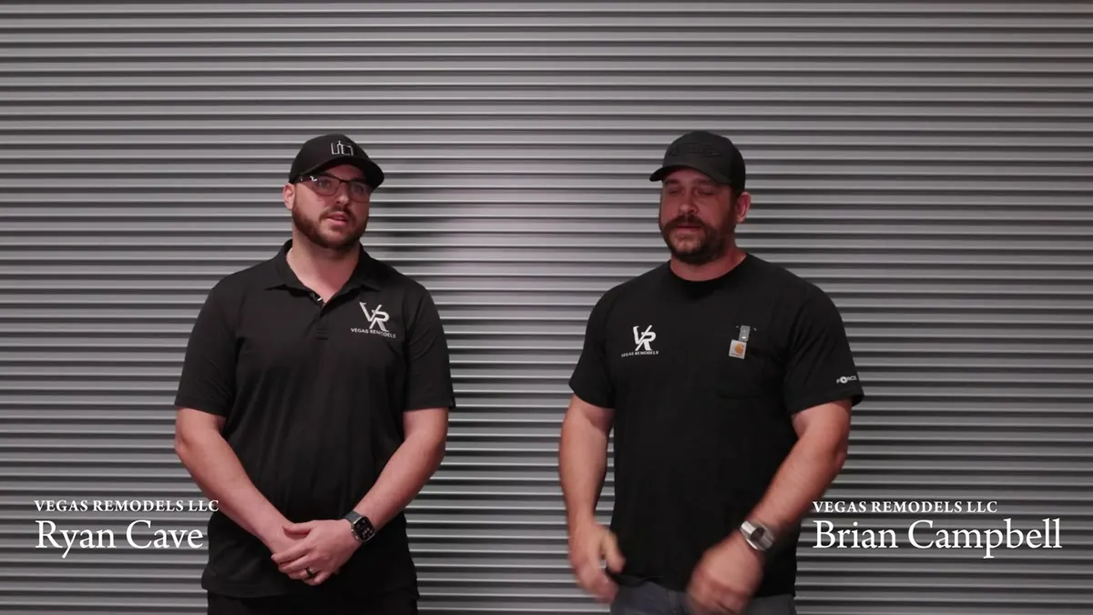 Ryan Cave and Brian Campbell of Vegas Remodels LLC discussing custom cabinets in Las Vegas