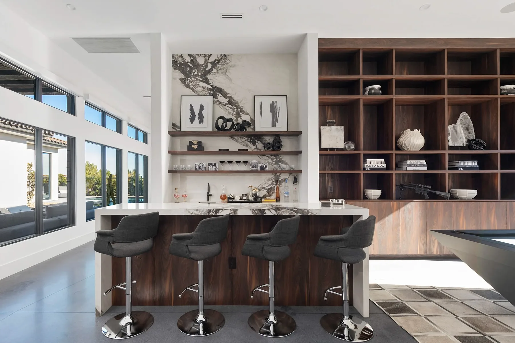 Custom walnut kitchen and bar, Las Vegas Custom walnut kitchen and bar, Las Vegas