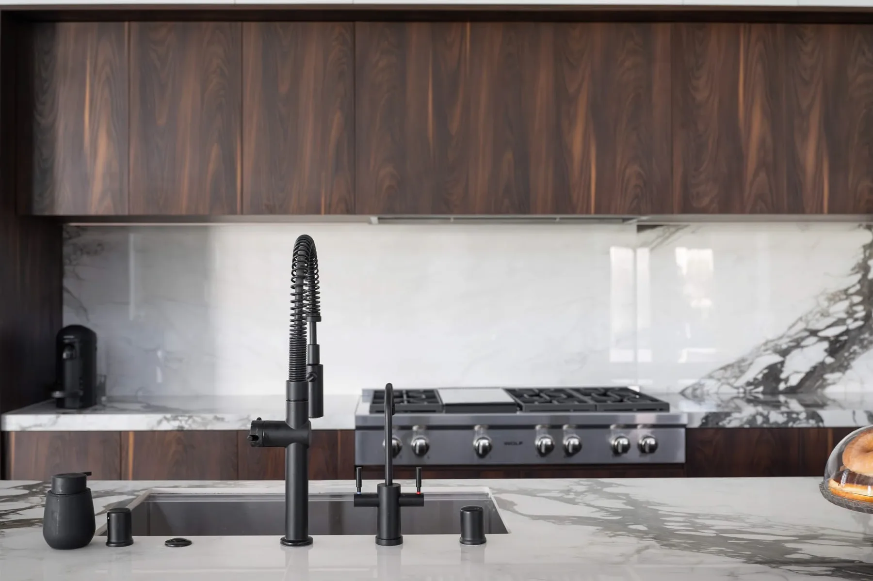 Walnut Wood Cabinetry by Peterson Cabinet Works, custom cabinets Las Vegas example